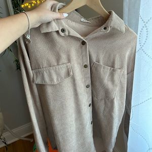 Taupe Corduroy Button-up